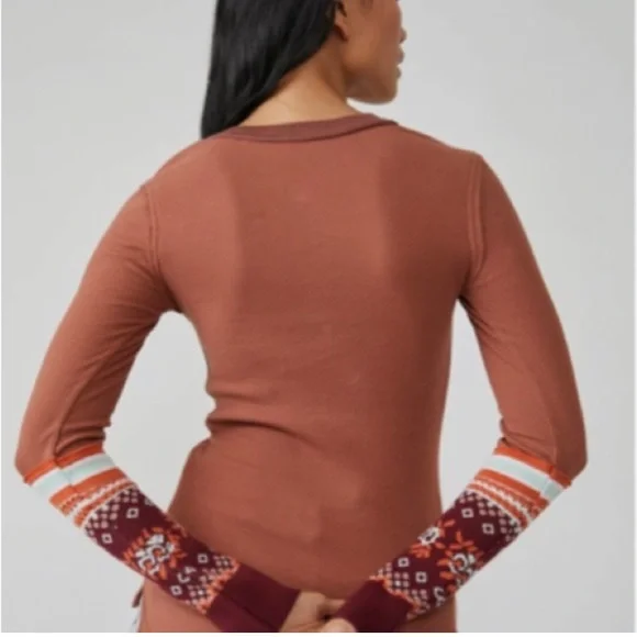 NWT Free People Mikah Layering Cuff Thermal Top Long Sleeve Size XS OB1543742 - Picture 3 of 9